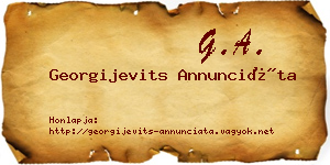 Georgijevits Annunciáta névjegykártya